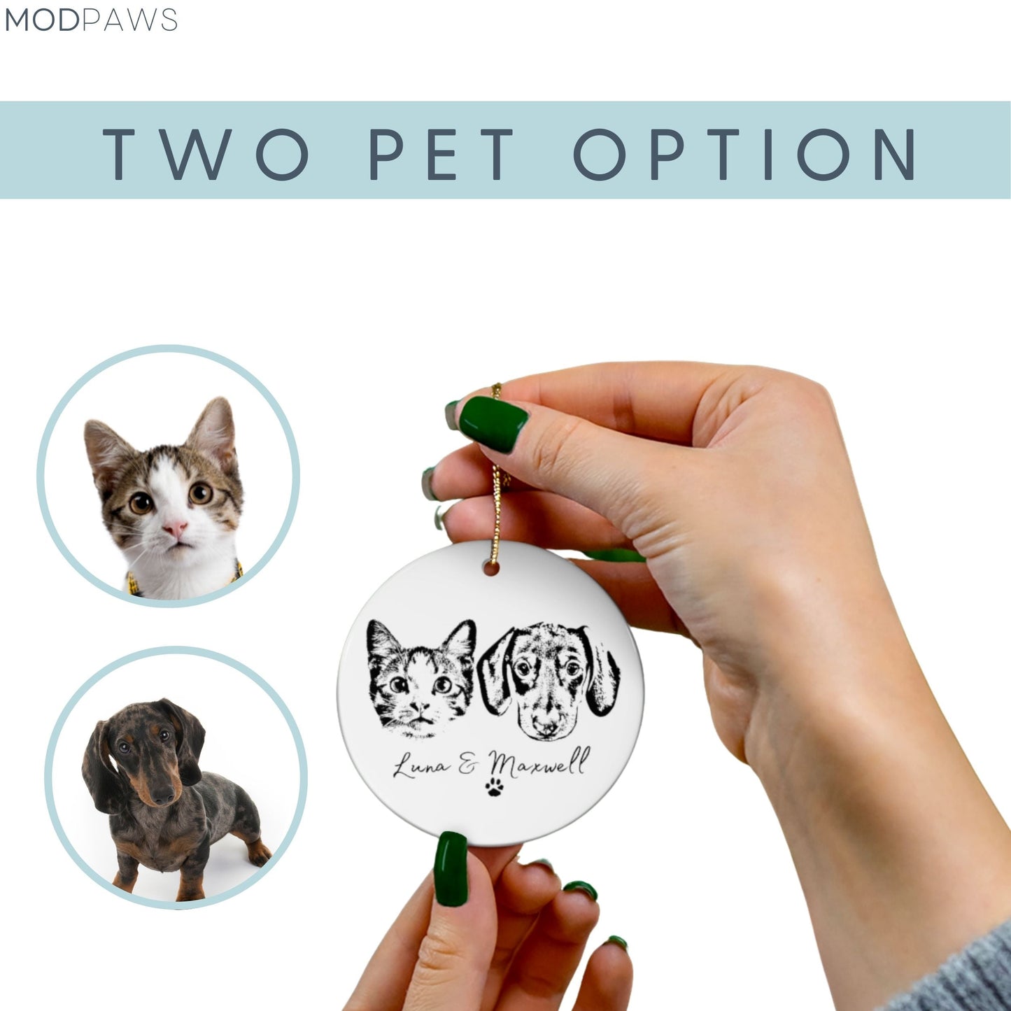 Custom Pet Ornament - Pet Photo + Name