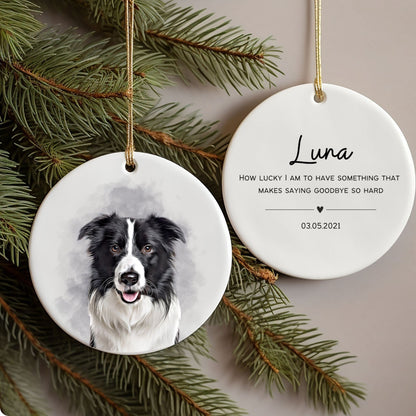 Custom Color Splash Memorial Pet Ornament - Pet Photo + Name