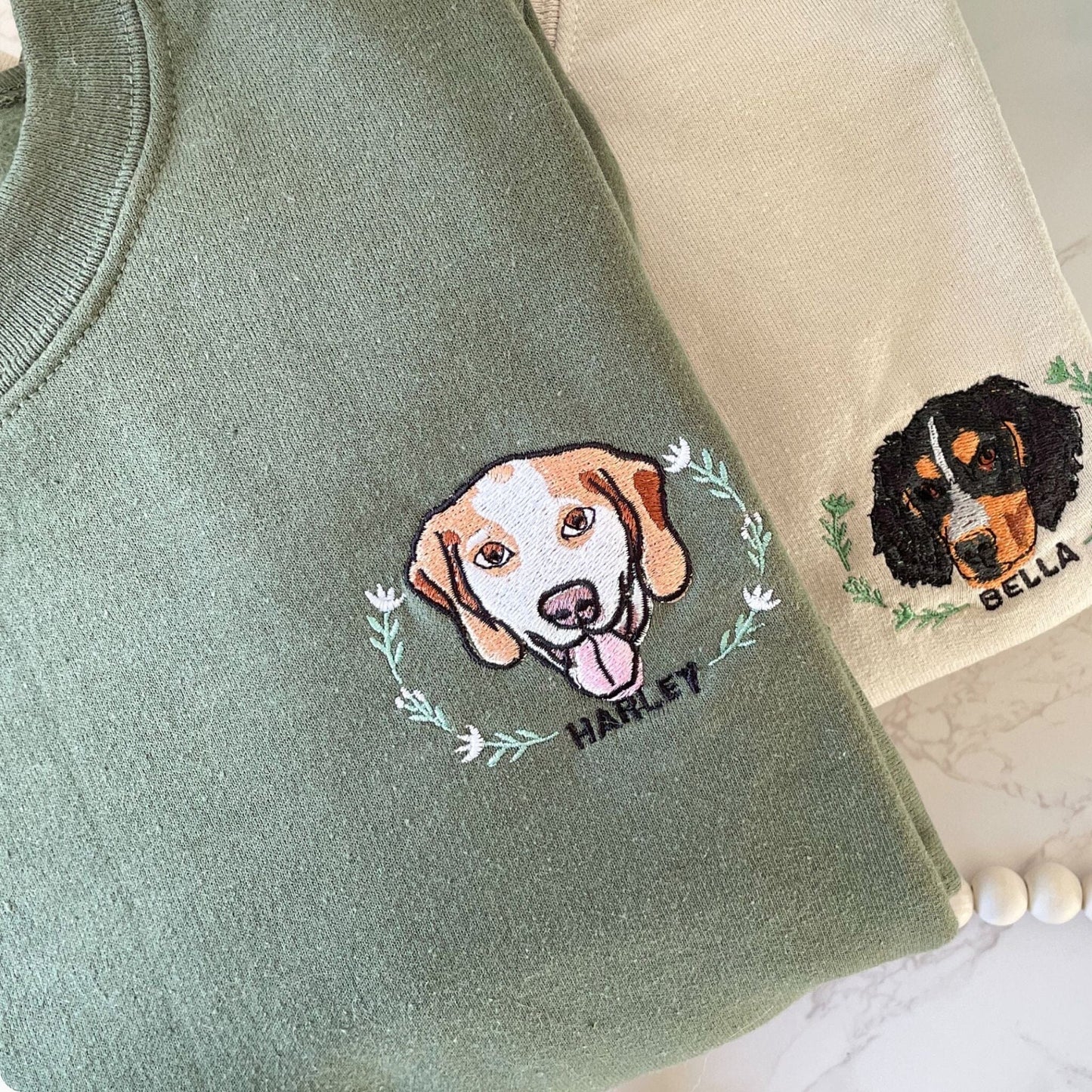 Custom Embroidered Pet Sweater Using Pet Photo + Name