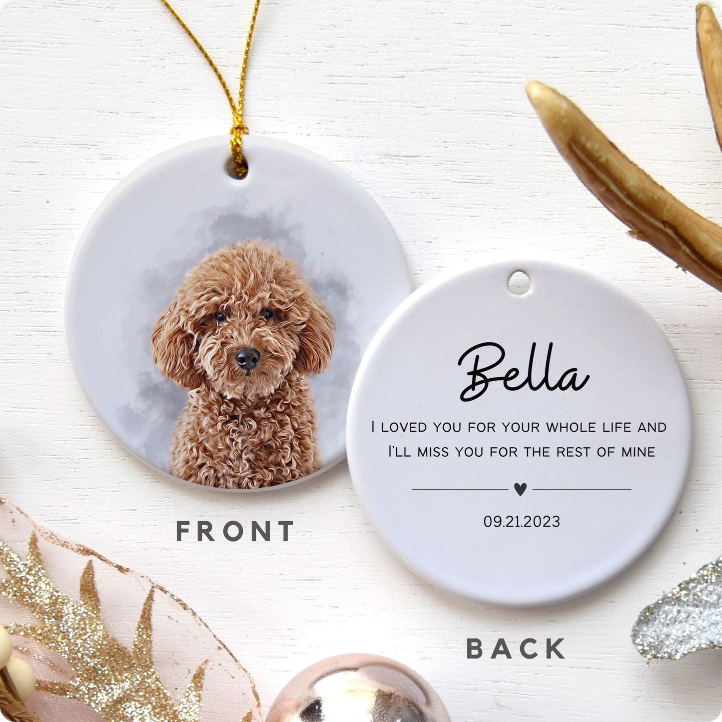 Custom Color Splash Memorial Pet Ornament - Pet Photo + Name