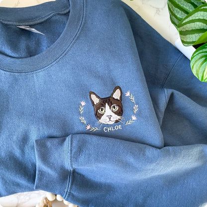 Custom Embroidered Pet Sweater Using Pet Photo + Name