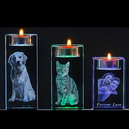 Custom Photo Glass Candle Holder - Perfect for Weddings, Birthdays & Holidays | Ideal for Christmas, Thanksgiving, Father's Day, Mother's Day & Memorial Gifts | Polished Finish, Tabletop Decor (Candle Not Included)