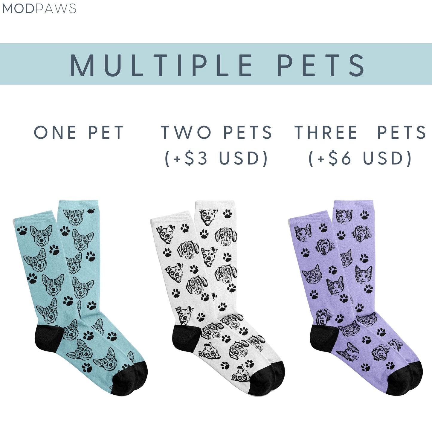 Custom Pet Socks - Pet Photo + Name