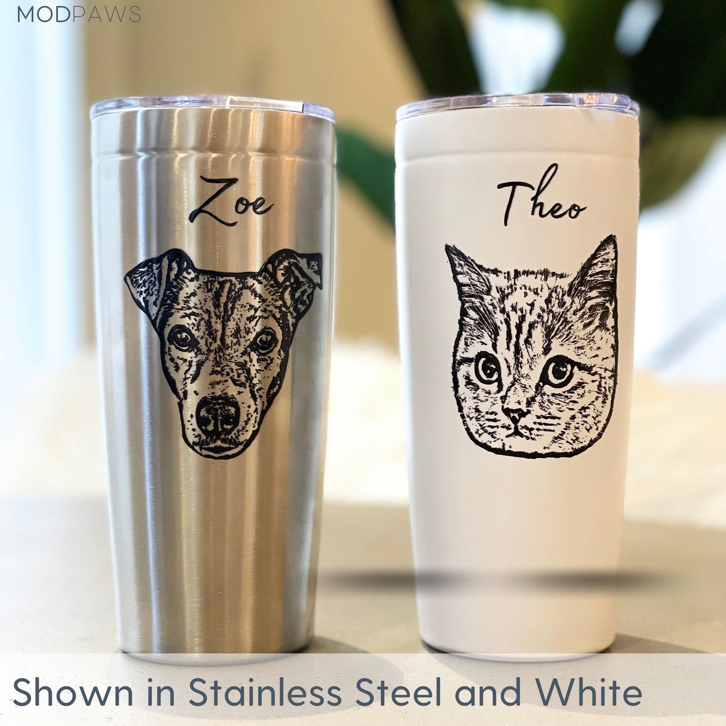 Custom Pet Tumbler - Pet Photo + Name