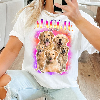 Custom Comfort Colors Pink Vintage Pet Shirt - Pet Photo + Name