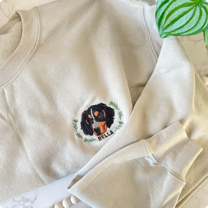 Custom Embroidered Pet Sweater Using Pet Photo + Name