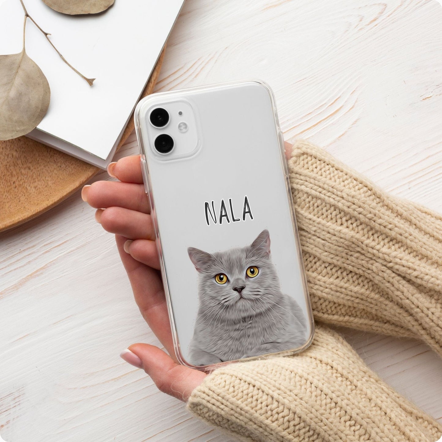 Custom Clear Pet Phone Case - Pet Photo + Name