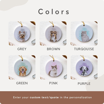 Custom Color Splash Memorial Pet Ornament - Pet Photo + Name