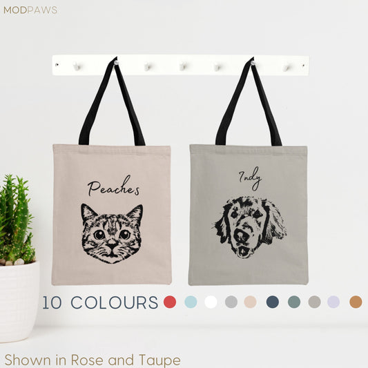 Custom Pet Tote Bag - Pet Photo + Name