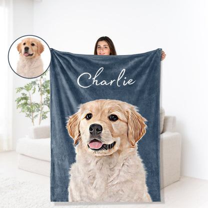 Custom Pet Color Blanket - Pet Photo + Name