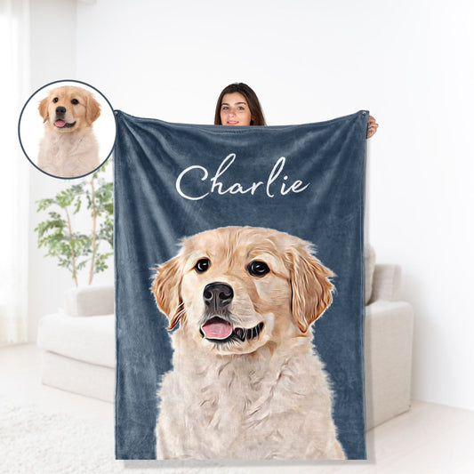 Custom Pet Color Blanket - Pet Photo + Name