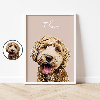 Custom Pet Portrait - Pet Photo + Name