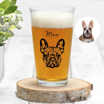 Custom Dog Beer Glasses - Pet Photo + Name