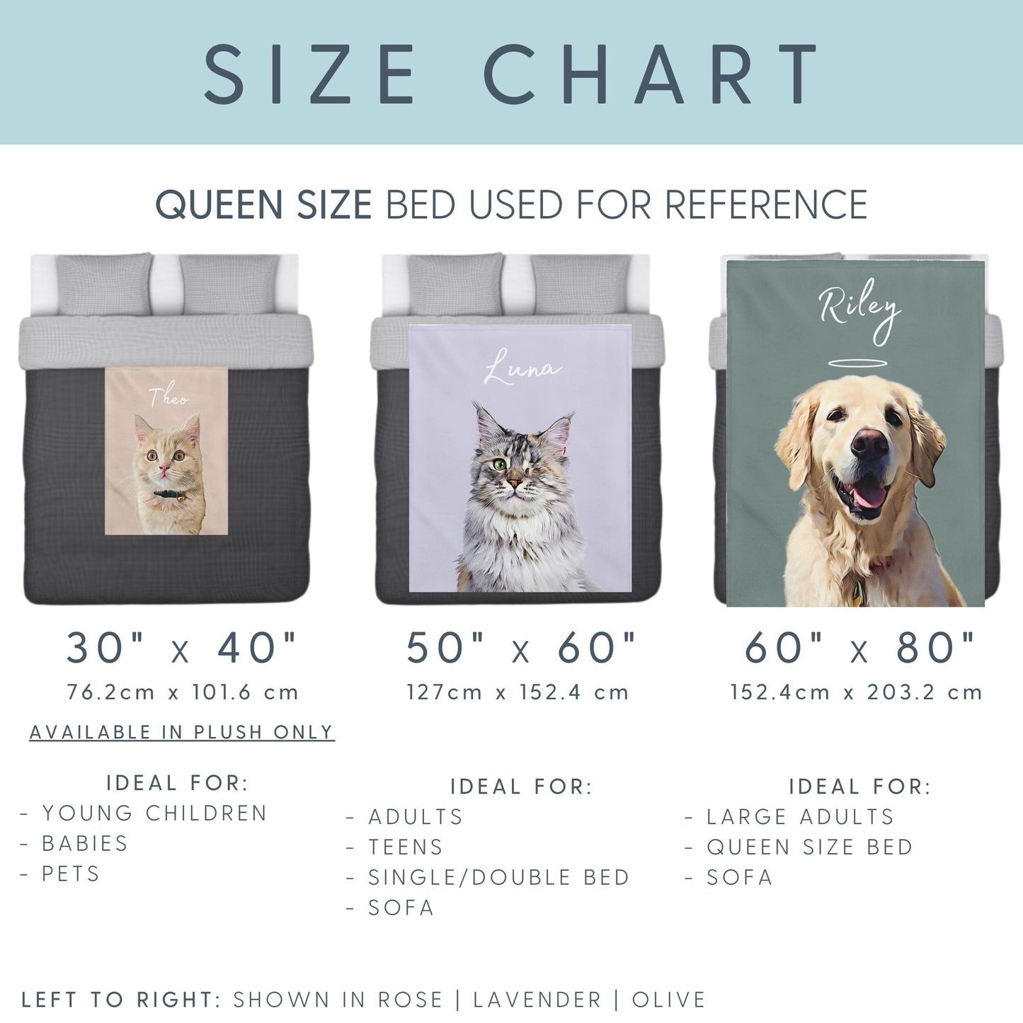 Custom Pet Color Blanket - Pet Photo + Name