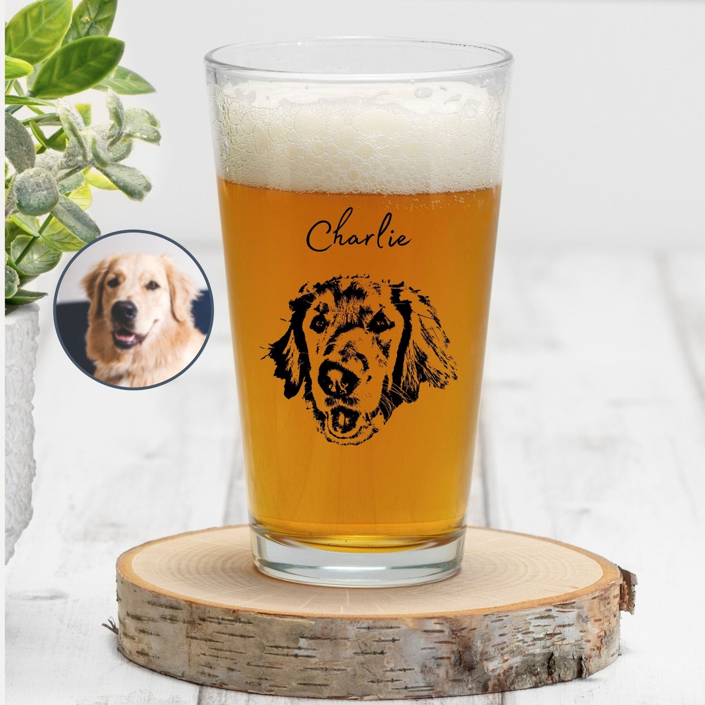 Custom Dog Beer Glasses - Pet Photo + Name