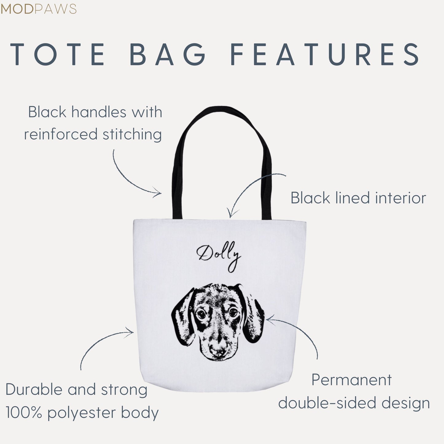 Custom Pet Tote Bag - Pet Photo + Name