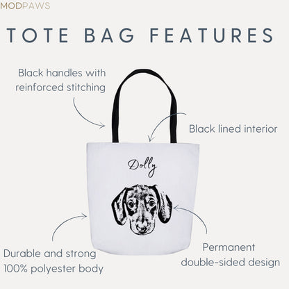 Custom Pet Tote Bag - Pet Photo + Name