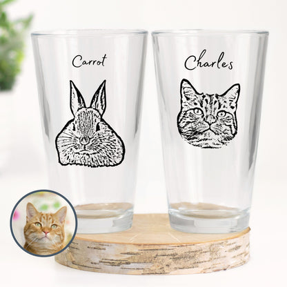 Custom Dog Beer Glasses - Pet Photo + Name