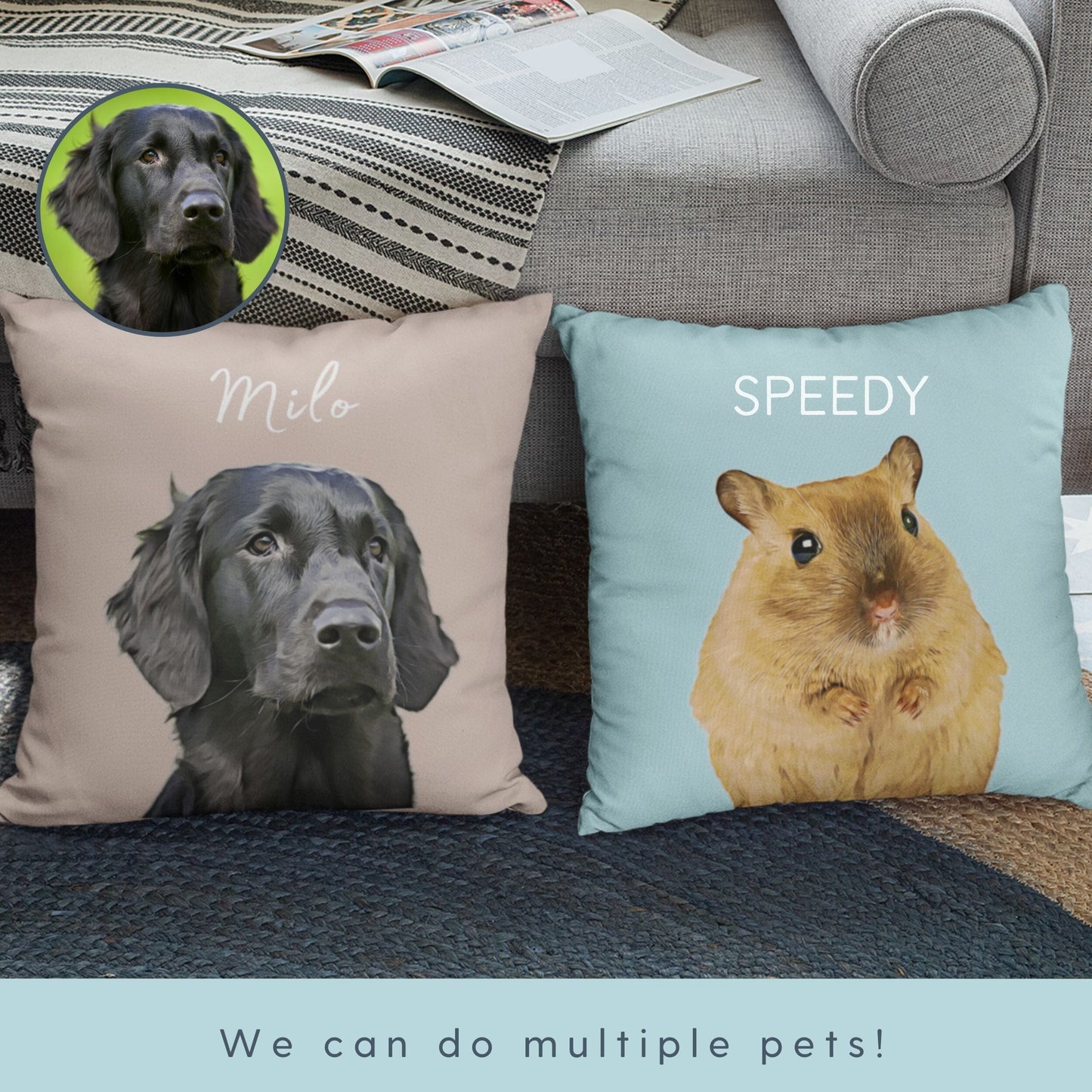 Custom Pet Pillow - Pet Photo + Name