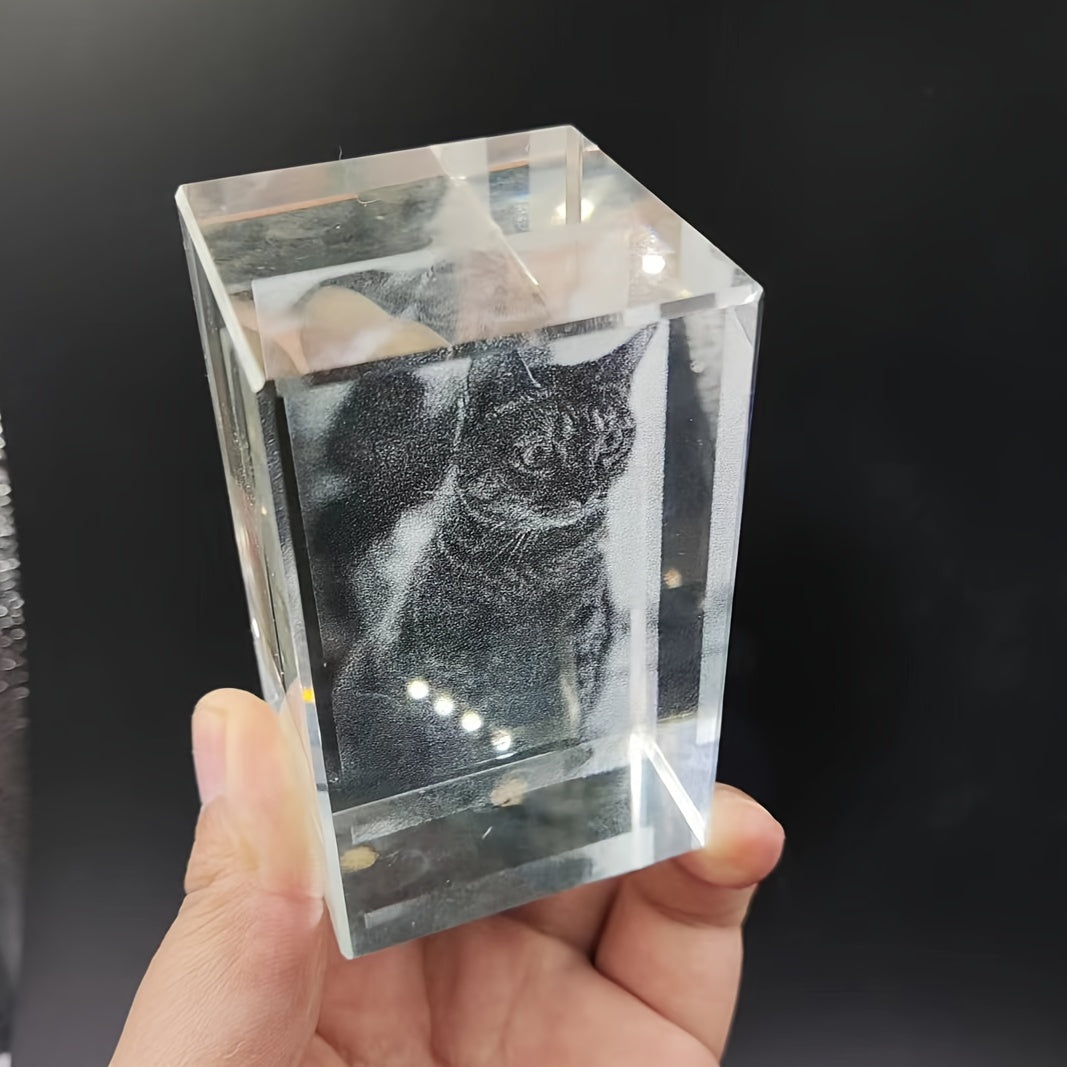 Custom Laser-Engraved Pet Memorial Crystal Ornament