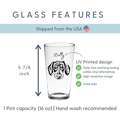 Custom Dog Beer Glasses - Pet Photo + Name