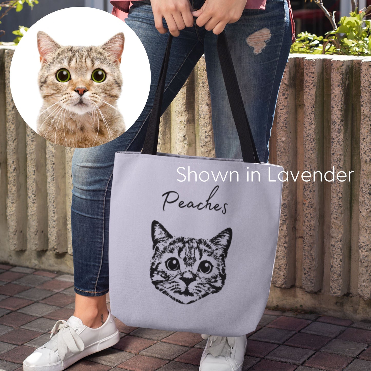 Custom Pet Tote Bag - Pet Photo + Name