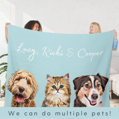 Custom Pet Color Blanket - Pet Photo + Name