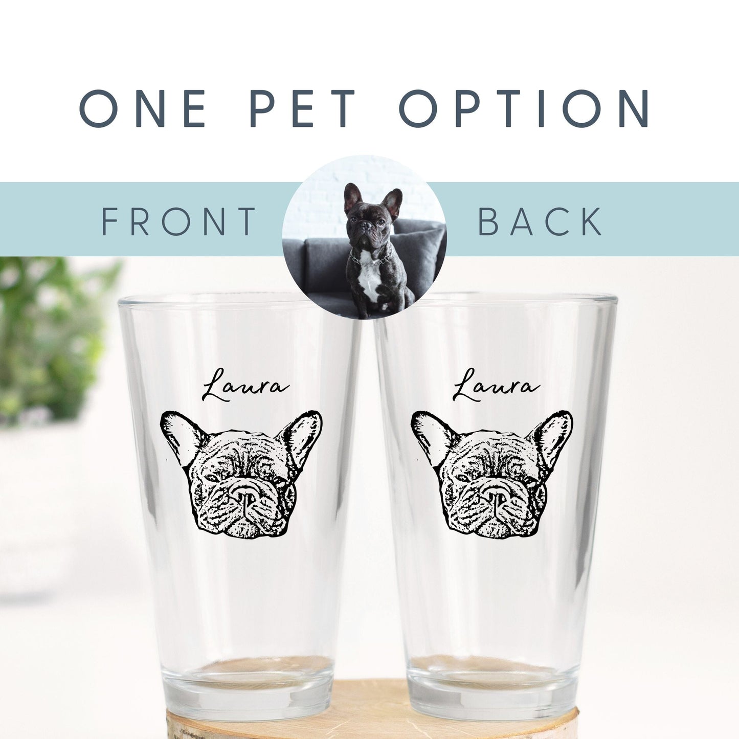 Custom Dog Beer Glasses - Pet Photo + Name