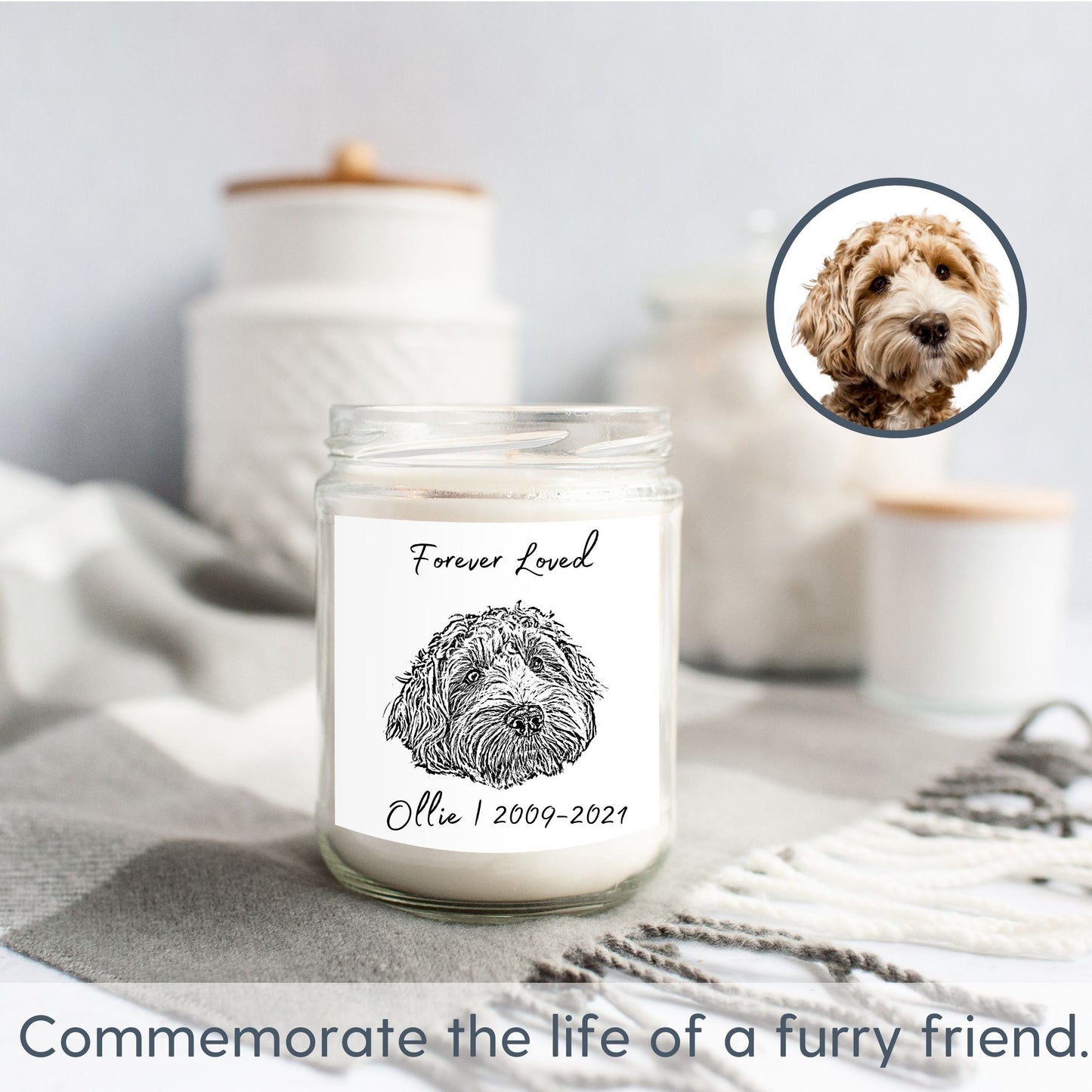 Custom Pet Candle - Pet Photo + Message