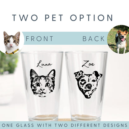 Custom Dog Beer Glasses - Pet Photo + Name