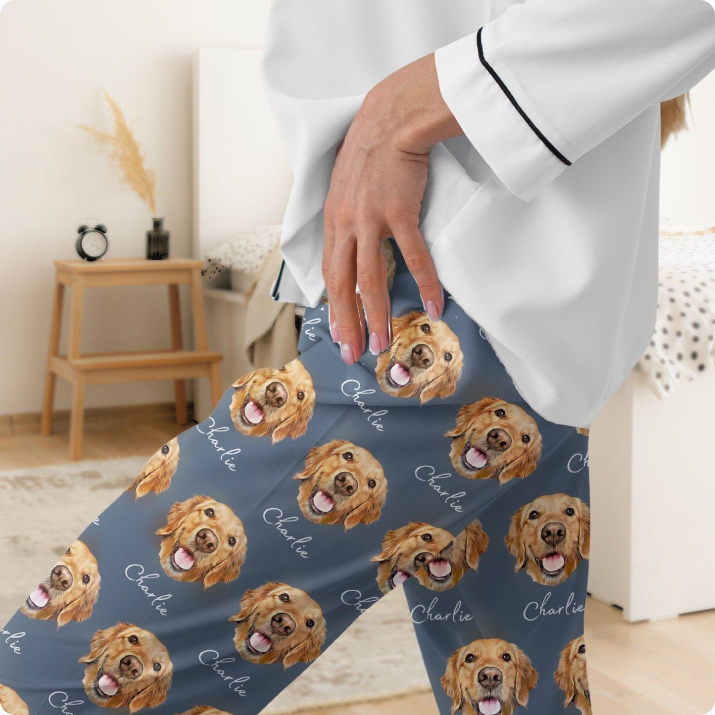 Custom Solid Color Pet Pajamas Using Pet Photo + Name