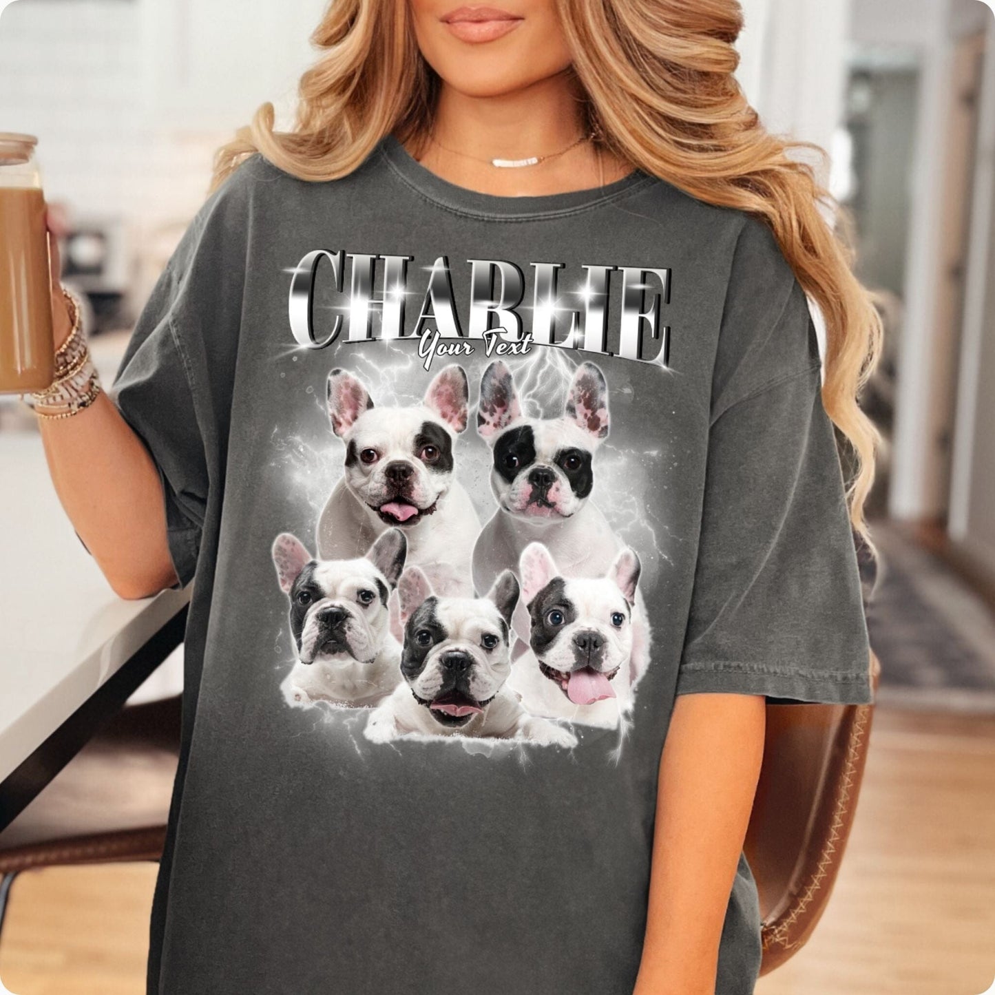 Custom Comfort Colors Grey Vintage Pet Shirt - Pet Photo + Name