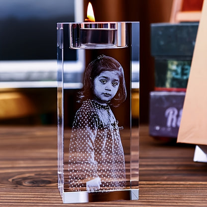 Custom Photo Glass Candle Holder - Perfect for Weddings, Birthdays & Holidays | Ideal for Christmas, Thanksgiving, Father's Day, Mother's Day & Memorial Gifts | Polished Finish, Tabletop Decor (Candle Not Included)